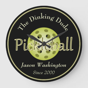 Grande Horloge Ronde L'horloge murale de la boule de Pickleball Guy Din