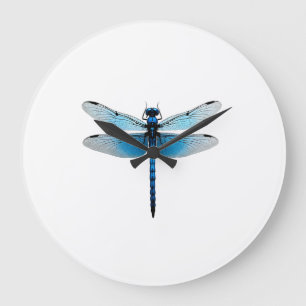 Grande Horloge Ronde Libellule bleue - Ento amateur d'insectes faune