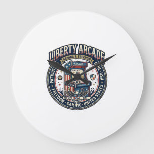 Grande Horloge Ronde Liberty Arcade Patriotique Arcade Gamer US