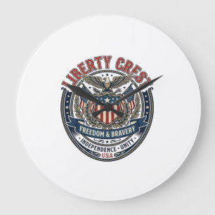 Grande Horloge Ronde Liberty Crest Patriotique Patriotique Héraldique B