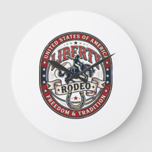 Grande Horloge Ronde Liberty Rodeo Patriotique Patriotique Rodeo Wester