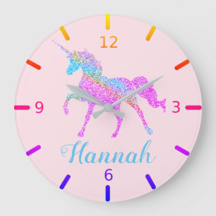 Grande Horloge Ronde Licorne Colorée