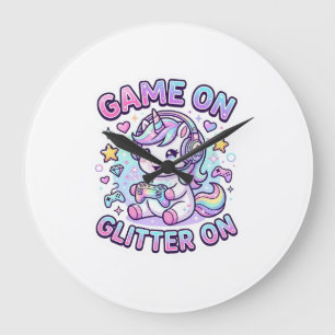 Grande Horloge Ronde Licorne Jeu Sur Paillettes Sur Graphisme Marchandi