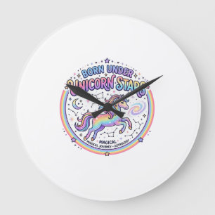Grande Horloge Ronde Licorne née sous les étoiles de licorne Impression