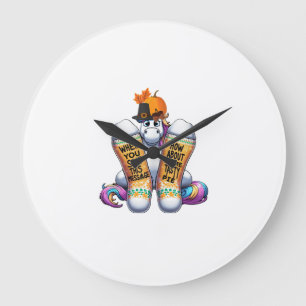 Grande Horloge Ronde Licorne portant des chaussettes Hommes Femmes Enfa