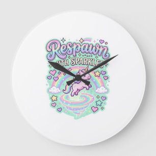 Grande Horloge Ronde Licorne Réapparition avec des Paillettes Vecteur P