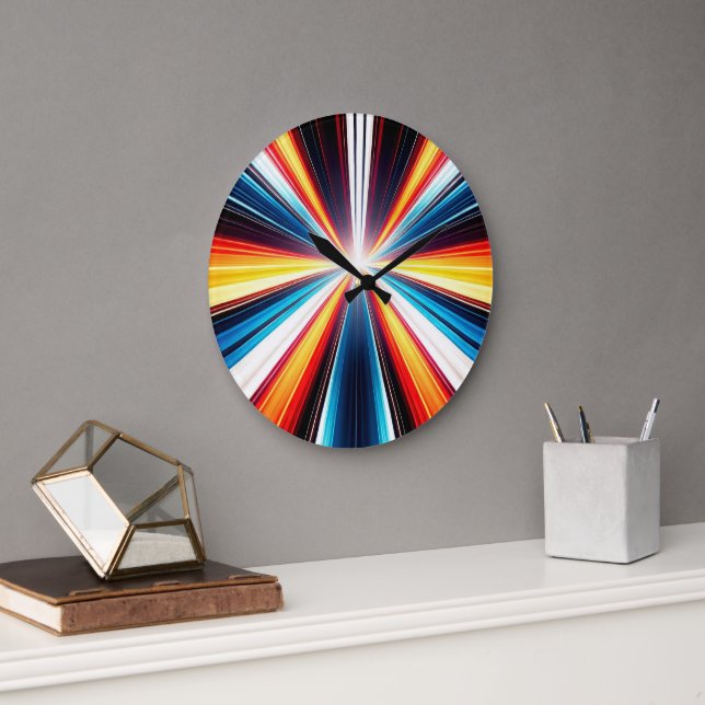 Grande Horloge Ronde Light Speed Stripes Art (Bureau)