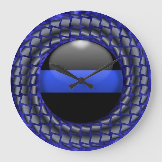 Grande Horloge Ronde Ligne bleue mince (Recto)