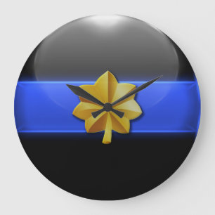 Grande Horloge Ronde Ligne Bleue Mince - Insigne de police