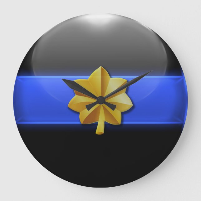 Grande Horloge Ronde Ligne Bleue Mince - Insigne de police (Recto)