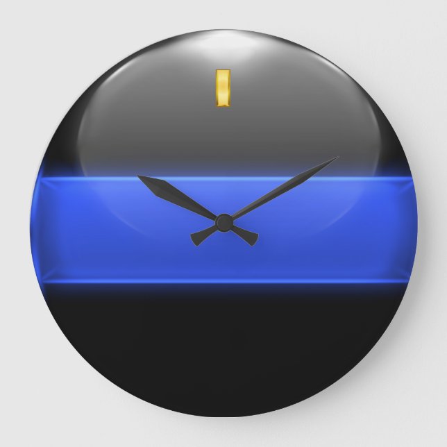 Grande Horloge Ronde Ligne Bleue Mince Lieutenant Insignia Rang (Recto)