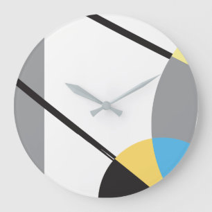 Grande Horloge Ronde Lignes Abstraites bleues bleues modernes