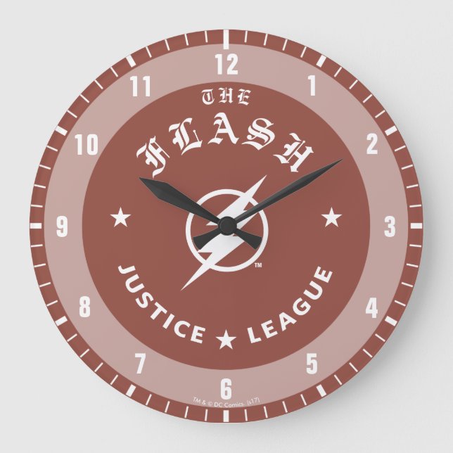 Grande Horloge Ronde Ligue de Justice | L'Emblème Flash Retro Lightning (Recto)