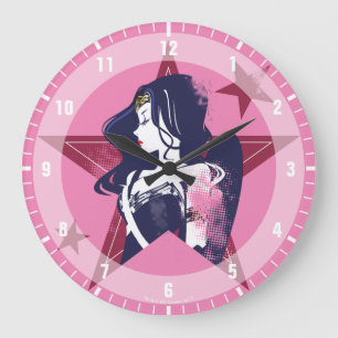 Grande Horloge Ronde Ligue de Justice   Wonder Woman & Stars Pop Art