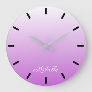 Grande Horloge Ronde Lilac violet ombre nom personnalisé