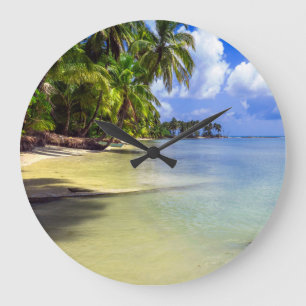 Grande Horloge Ronde L'île tropicale des palmiers à coco