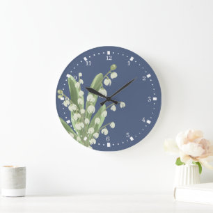 Grande Horloge Ronde Lily De La Vallée Florale