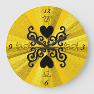 Grande Horloge Ronde Lily et Heart on Rainbow