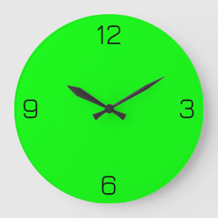 Grande Horloge Ronde Lime Green 00FF00 couleur - avec option pour ajout