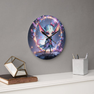 Grande Horloge Ronde Liora – Cœur de cristal venu des étoiles 