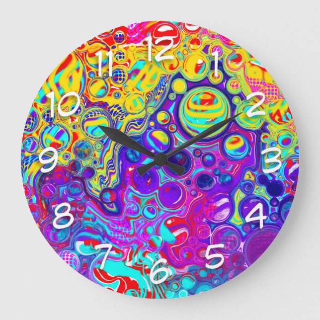 Grande Horloge Ronde Liquide numérique Abstrait moderne  (Recto)