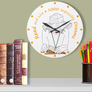 Grande Horloge Ronde Lire et vivre 1000 rêves impossible