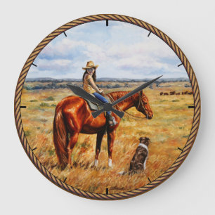 Grande Horloge Ronde Little Cowgirl on Cattle Horse