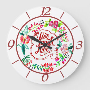 Grande Horloge Ronde Live laugh love floral 