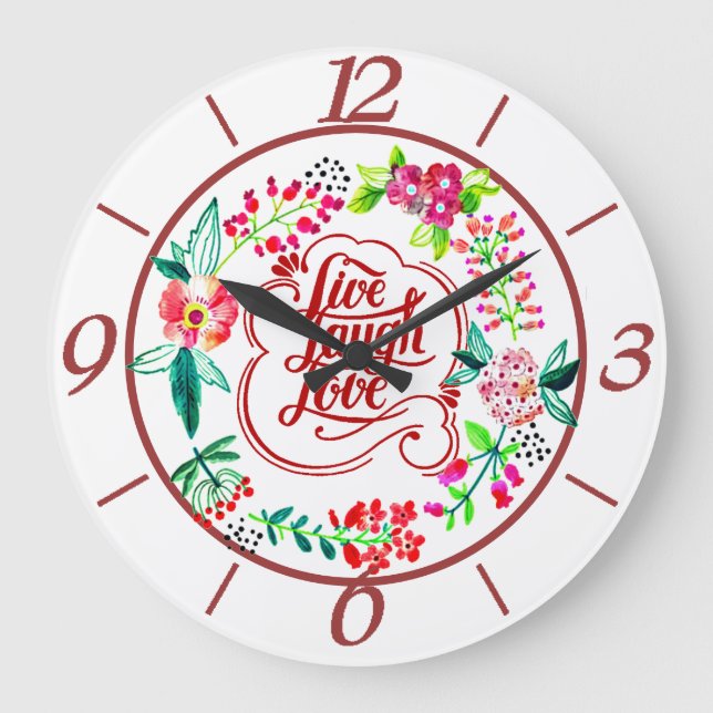 Grande Horloge Ronde Live rire amour floral  (Recto)