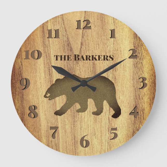Grande Horloge Ronde Loge Rustique d'ours Noir (Recto)