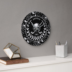 Grande Horloge Ronde Logo de golf personnalisé stylisé