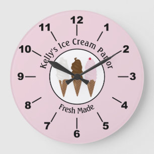 Grande Horloge Ronde Logo de l'atelier de crème glacée