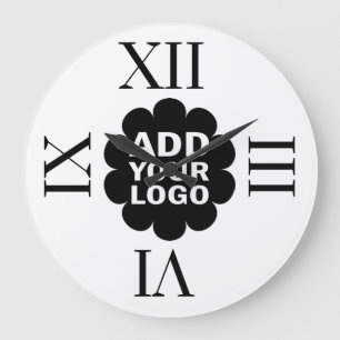 Grande Horloge Ronde Logo de l'entreprise Promotions noir et blanc