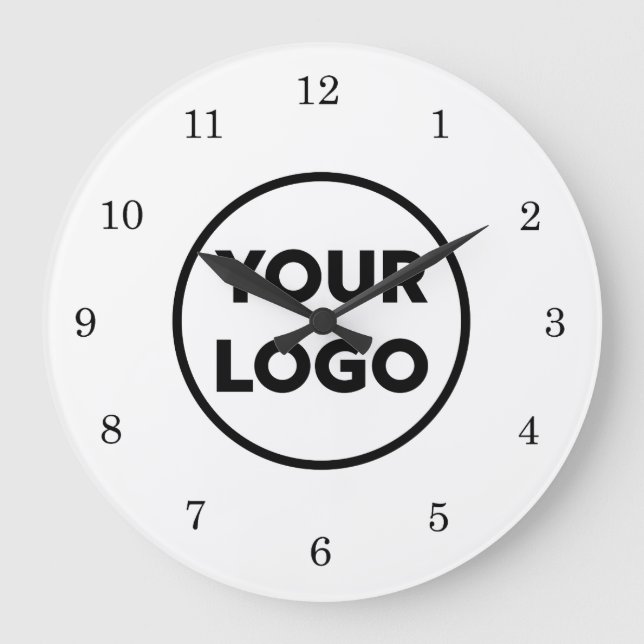 Grande Horloge Ronde Logo d'entreprise personnalisé chic sur Arrière -  (Recto)