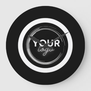 Grande Horloge Ronde Logo d'entreprise personnalisé noir pour les entre