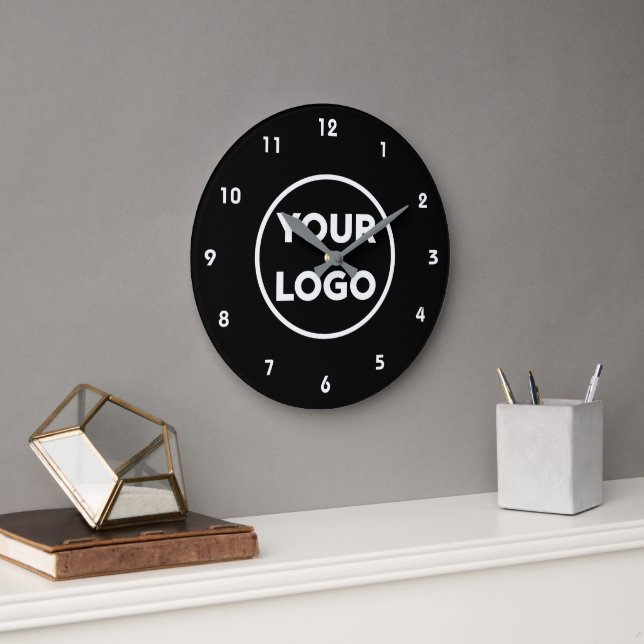 Grande Horloge Ronde Logo d'entreprise personnalisé sur un Arrière - pl (Bureau)