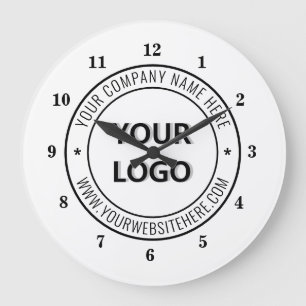 Grande Horloge Ronde Logo d'entreprise Tampon de société - Bureau perso