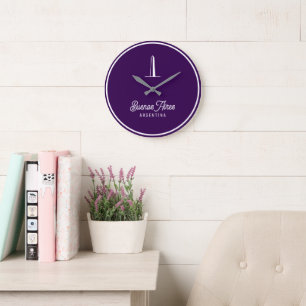 Grande Horloge Ronde logo Élégant Minimaliste Rétro de Buenos Aires