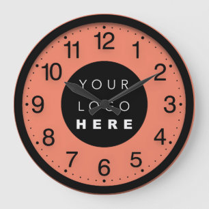 Grande Horloge Ronde Logo personnalisé Black Orange Minimalisme d'entr