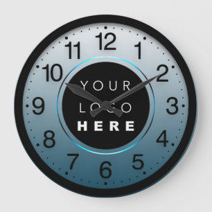 Grande Horloge Ronde Logo personnalisé bleu Turquoise minimalisme d'ent