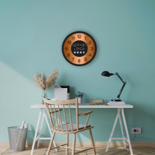 Grande Horloge Ronde Logo personnalisé Brown cuivre minimalisme d'entr