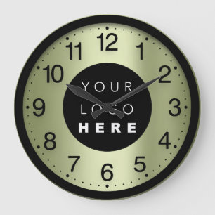 Grande Horloge Ronde Logo personnalisé métallique minimaliste vert de