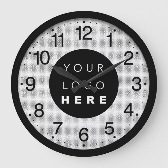 Grande Horloge Ronde Logo personnalisé minimalisme d'entreprise Gris Ar (Recto)