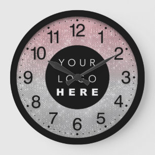 Grande Horloge Ronde Logo personnalisé minimalisme d'entreprise Rose g