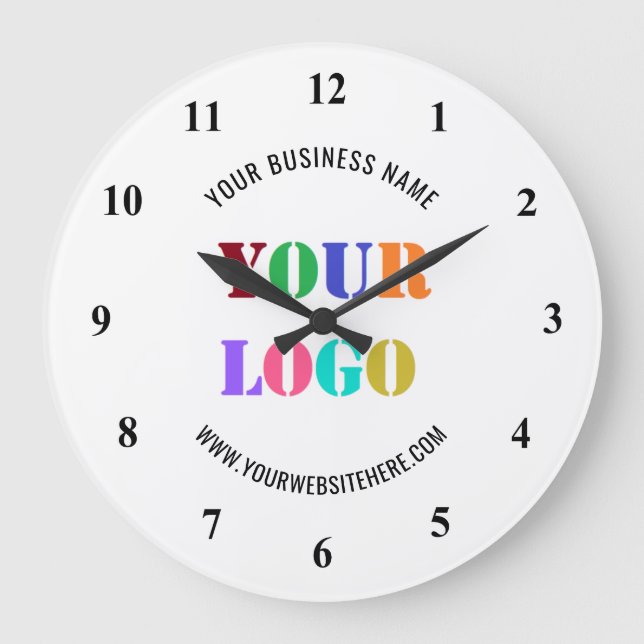 Grande Horloge Ronde Logo Personnalisé Promotionnel Business (Recto)