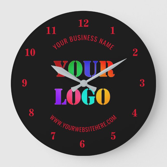 Grande Horloge Ronde Logo Personnalisé Promotionnel Business - Vos Coul (Recto)