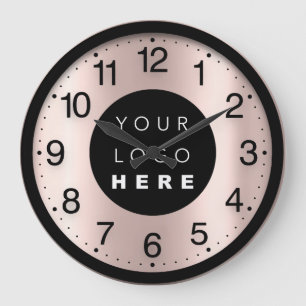 Grande Horloge Ronde Logo personnalisé rose Rose minimalisme de l'entr