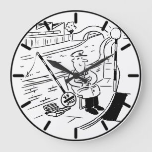 Grande Horloge Ronde Lollipop Man pêche dans le canal