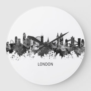 Grande Horloge Ronde London England Skyline BW