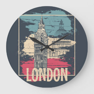 Grande Horloge Ronde Londres Big Ben : Poster de typographie